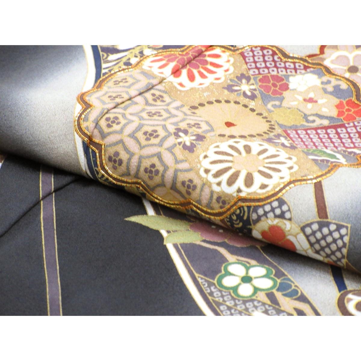 訪問着　友禅金彩加工　刺繍入りボカシ染　身幅Ｌ寸