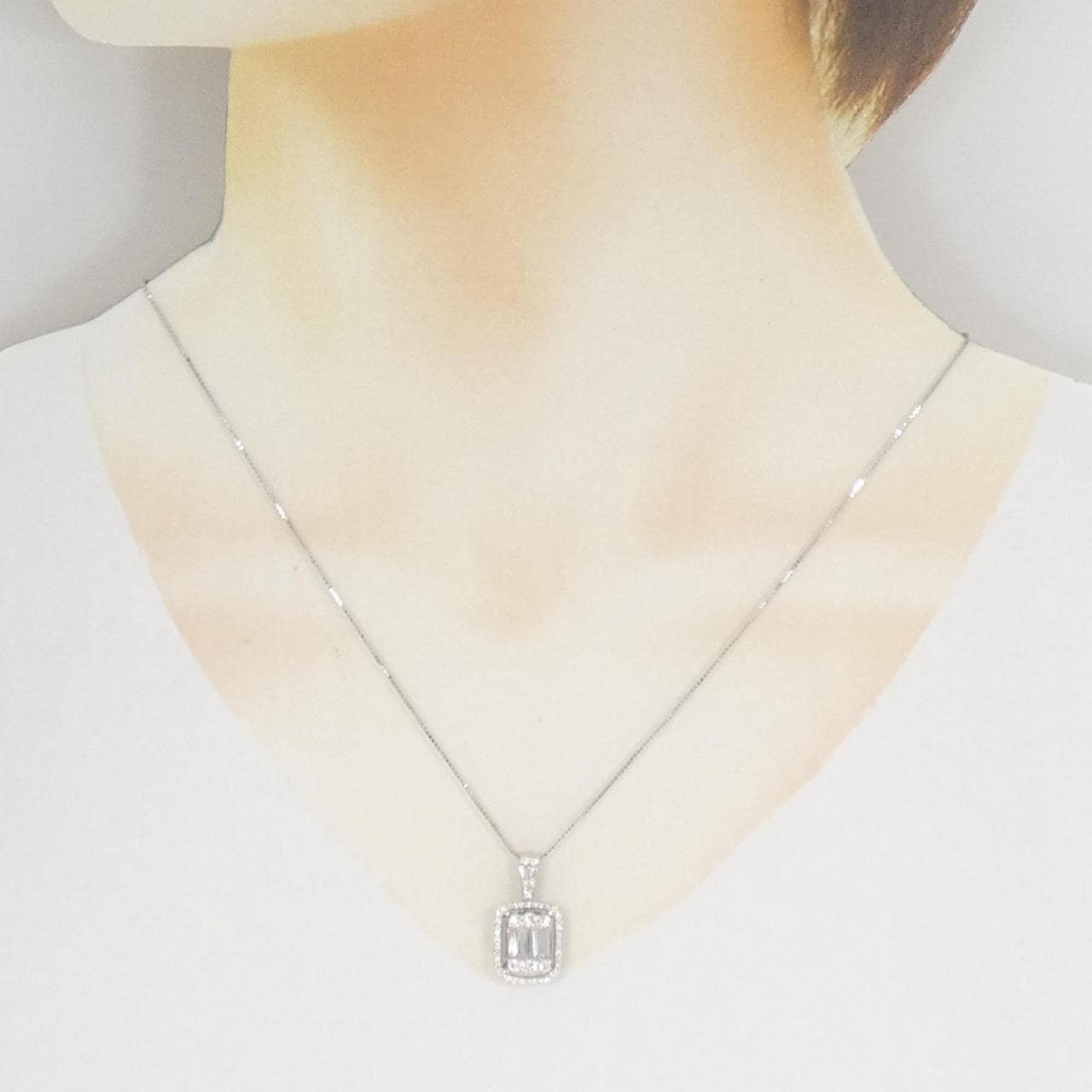 K18WG ダイヤモンド ネックレス 1.00CT