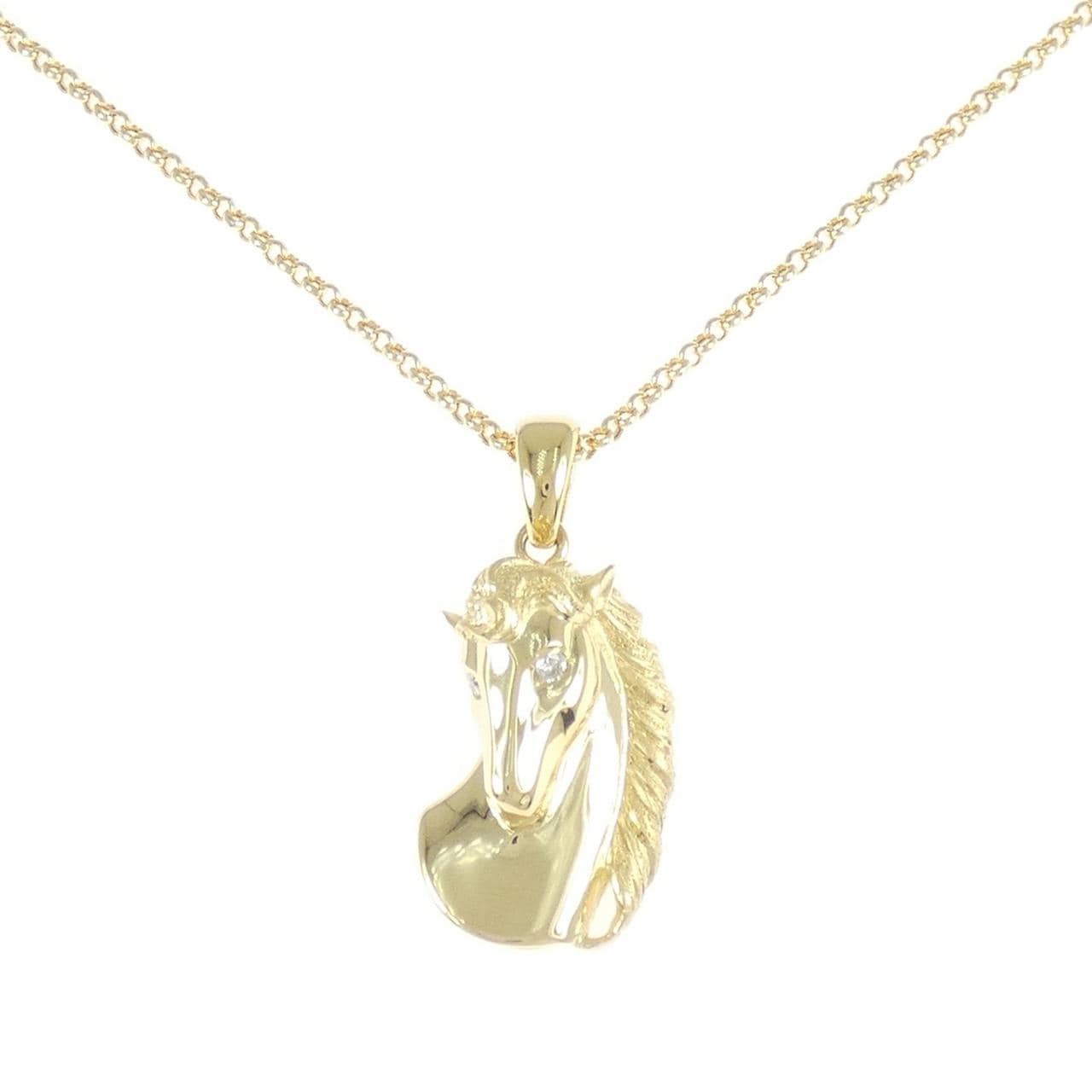 K18YG ホース ダイヤモンド ネックレス 0.08CT