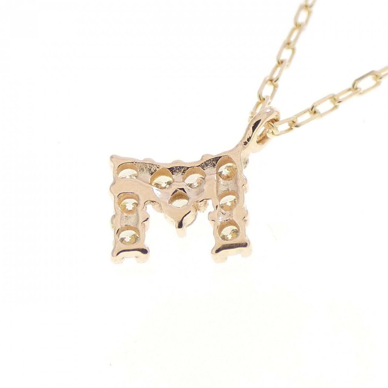 K10YG イニシャルM ダイヤモンド ネックレス 0.08CT