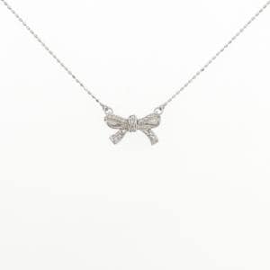 K18WG リボン ダイヤモンド ネックレス 0.13CT