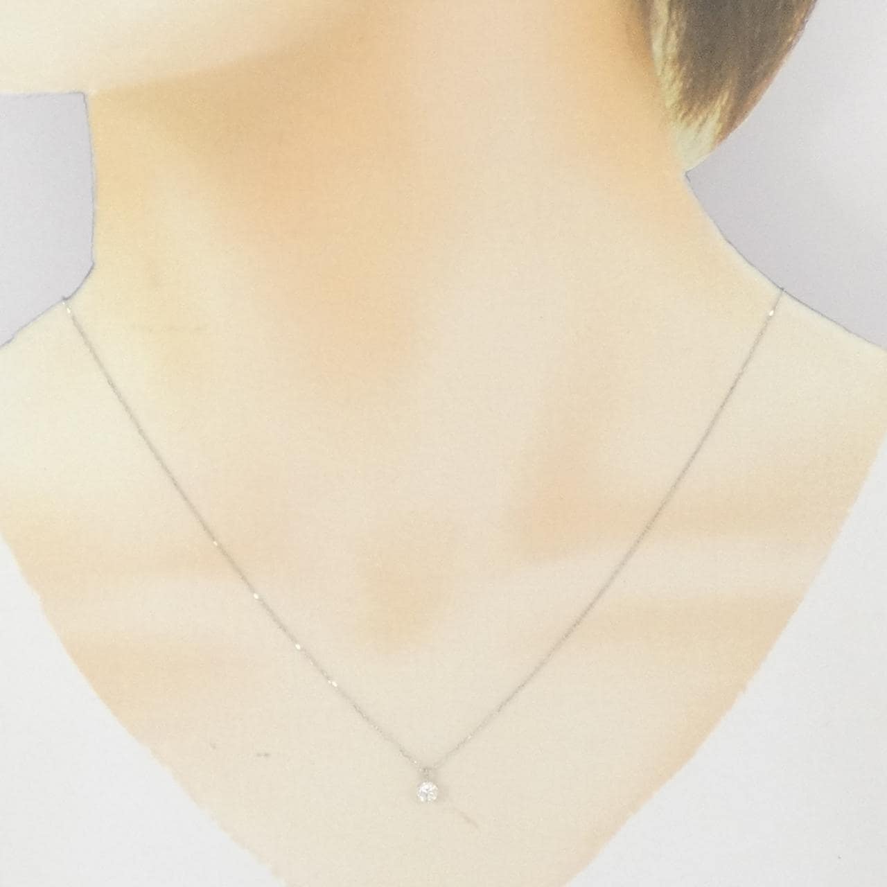 PT900/K18WG ソリティア ダイヤモンド ネックレス 0.224CT