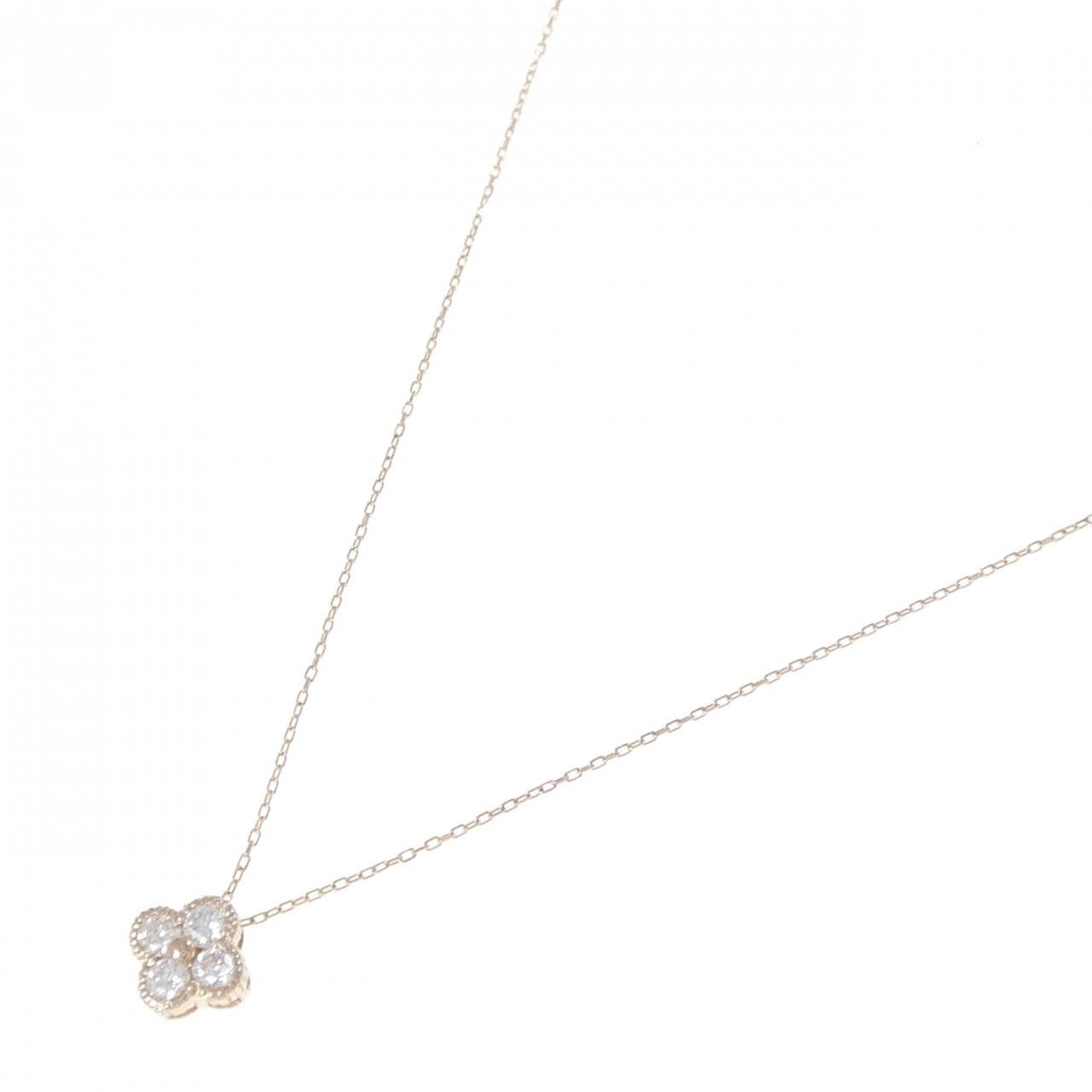 K18PG フラワー ダイヤモンド ネックレス 0.20CT