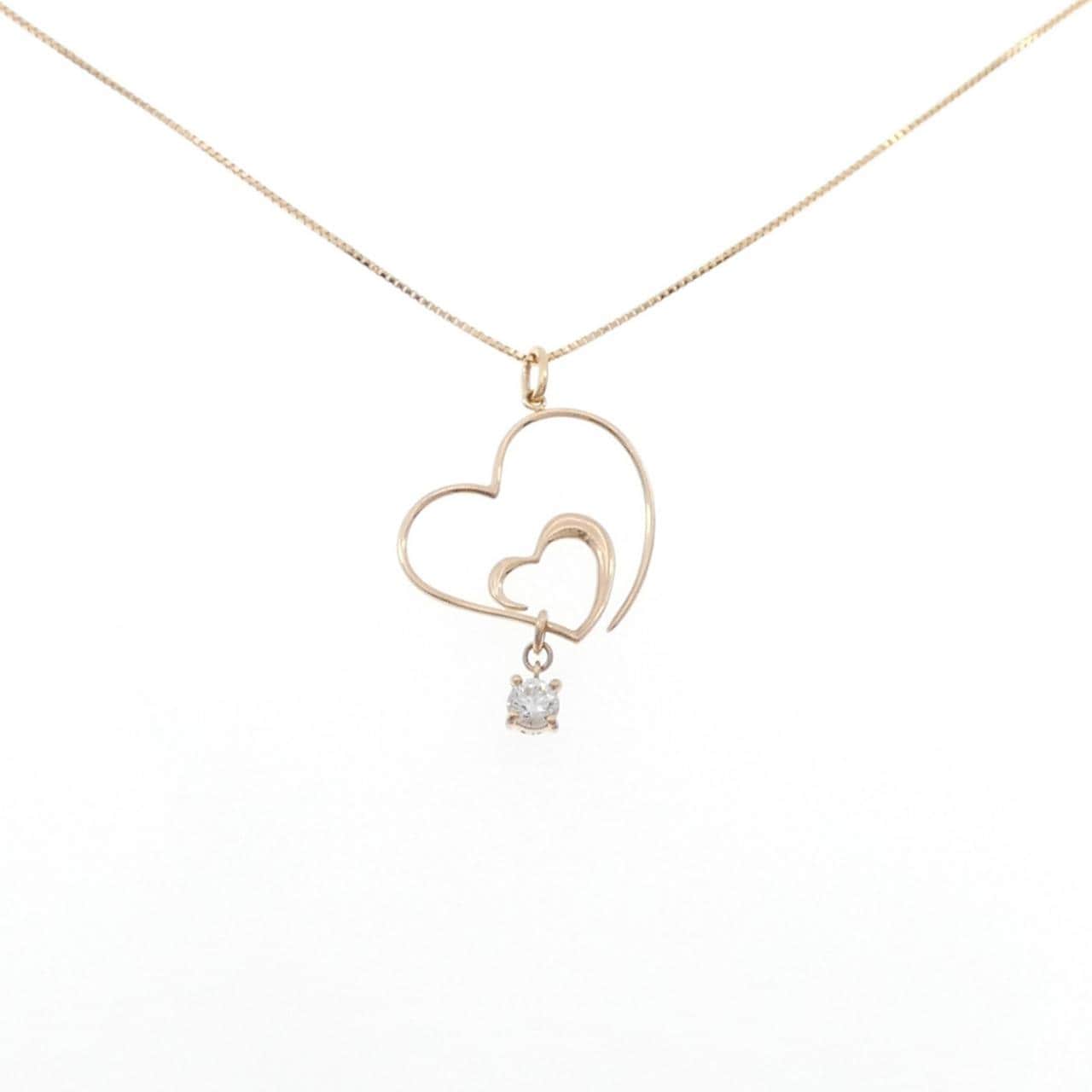 K18PG ハート ダイヤモンド ネックレス 0.18CT