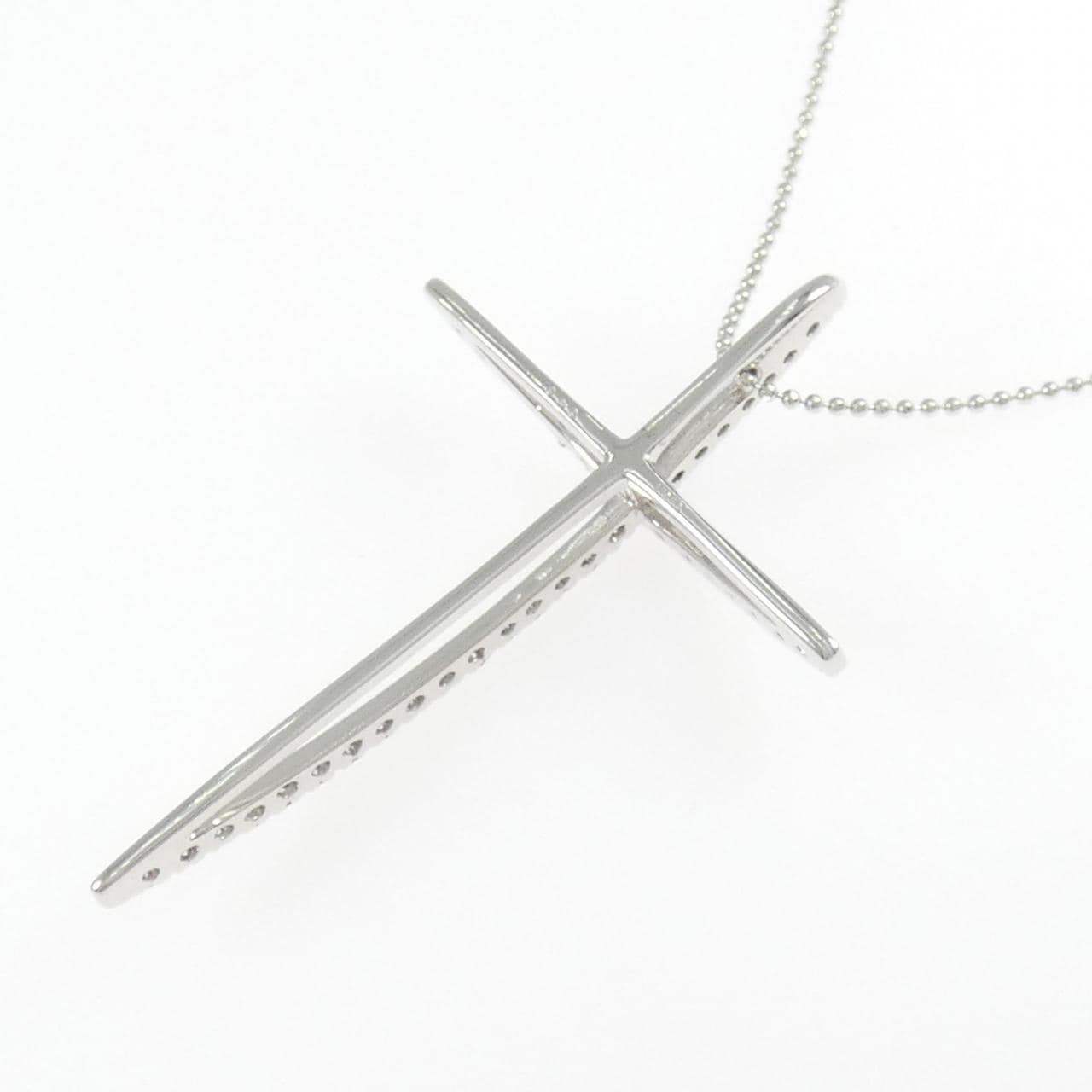 K18WG クロス ダイヤモンド ネックレス 0.20CT