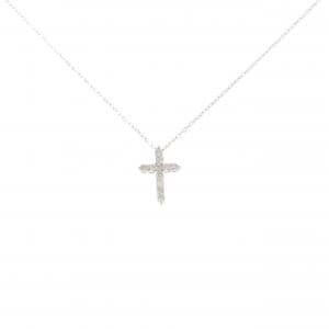 K18WG クロス ダイヤモンド ネックレス 0.10CT