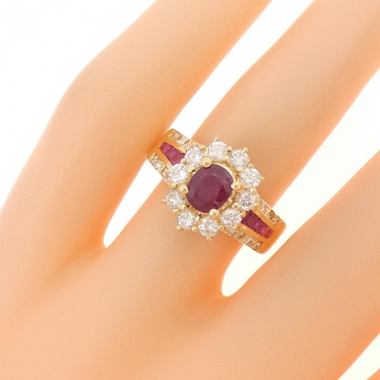 K18YG ルビー リング 0.82CT