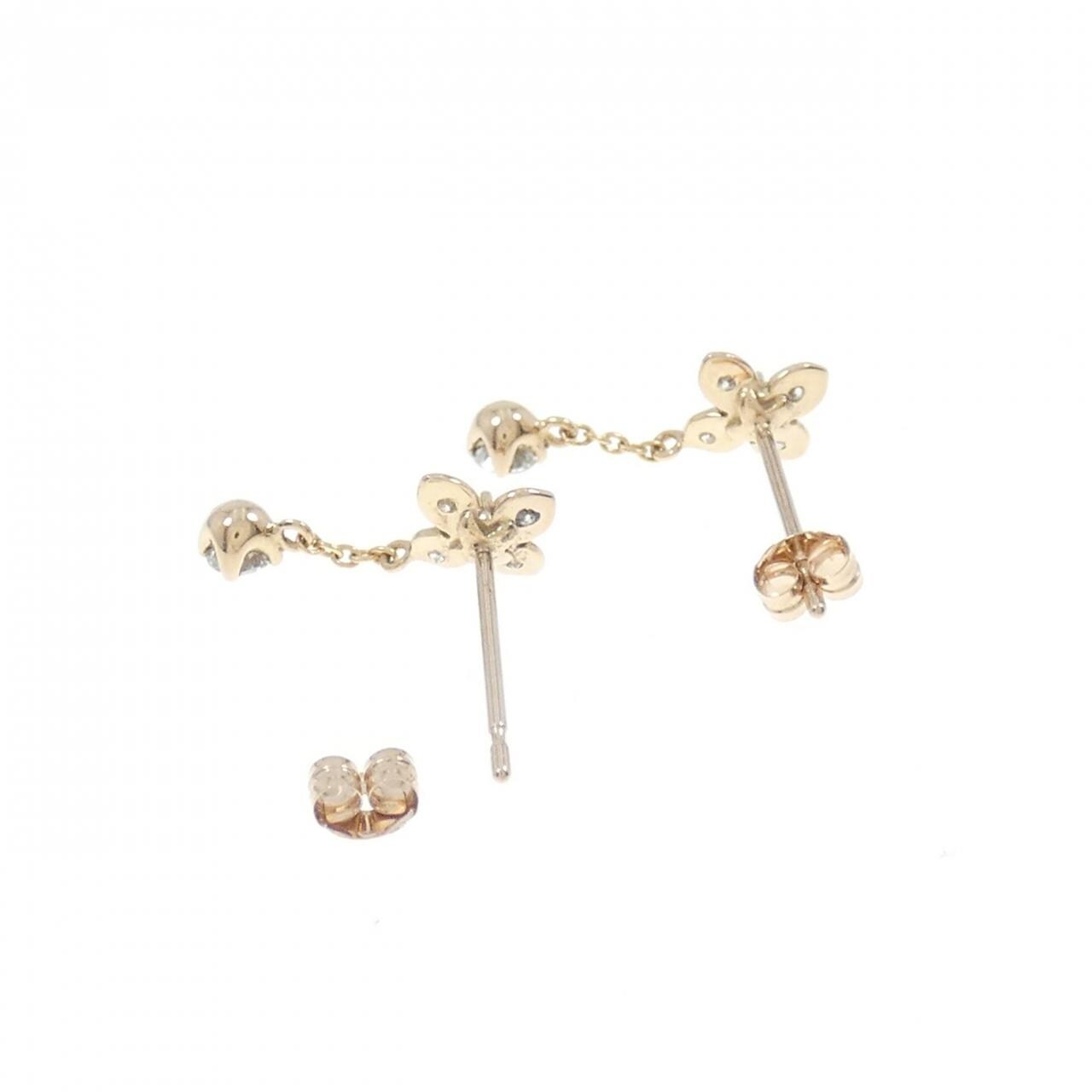 K18PG フラワー ダイヤモンド ピアス 0.24CT