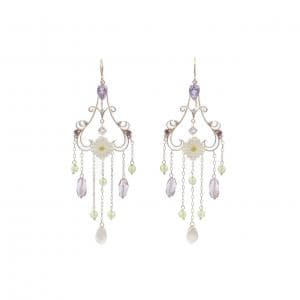 テイクアップ フラワー カラーストーン ピアス