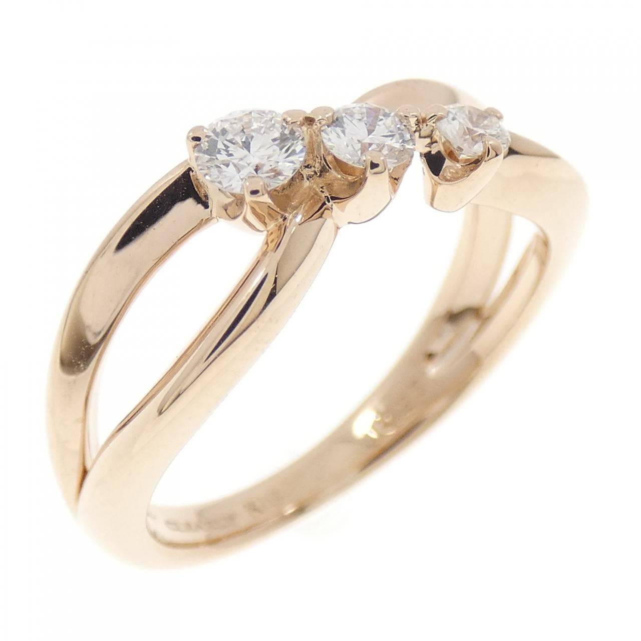 K18PG スリーストーン ダイヤモンド リング 0.25CT