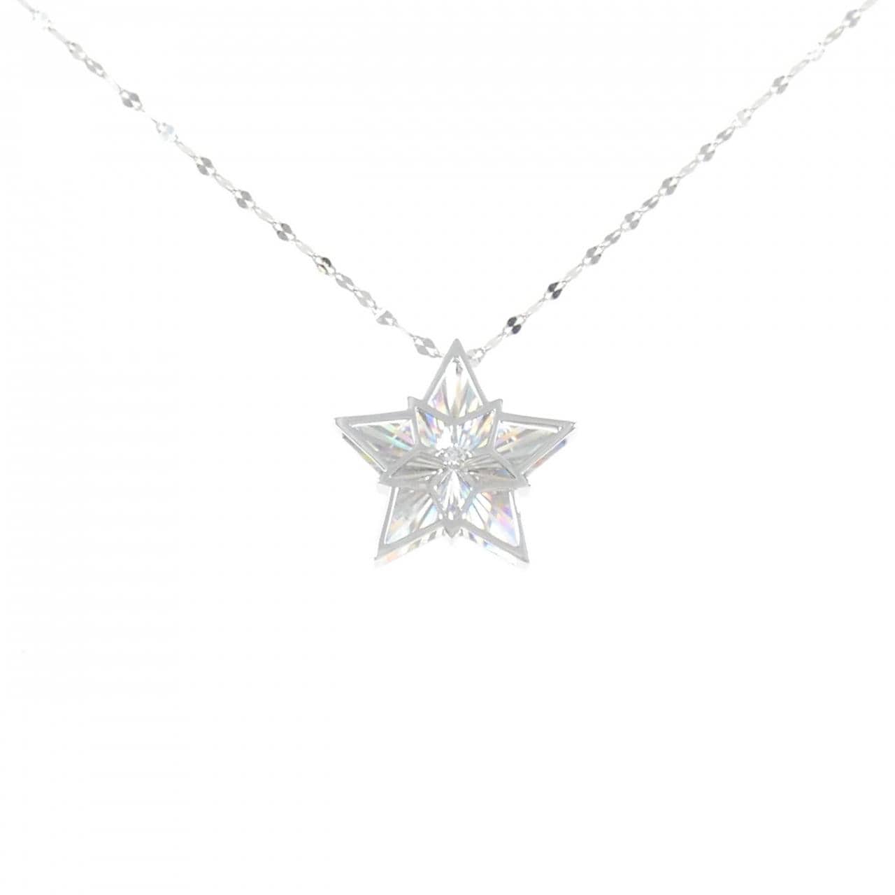 【新品】K18WG スター ダイヤモンド ネックレス 0.01CT