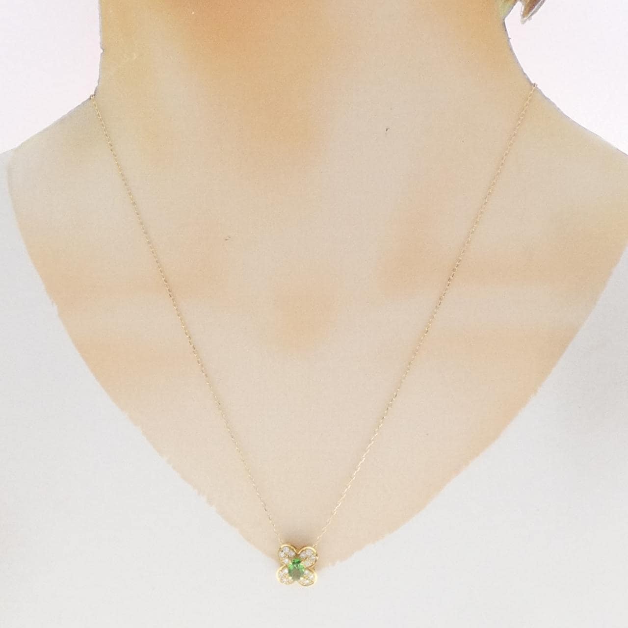 K18YG フラワー グリーンガーネット ネックレス 0.465CT