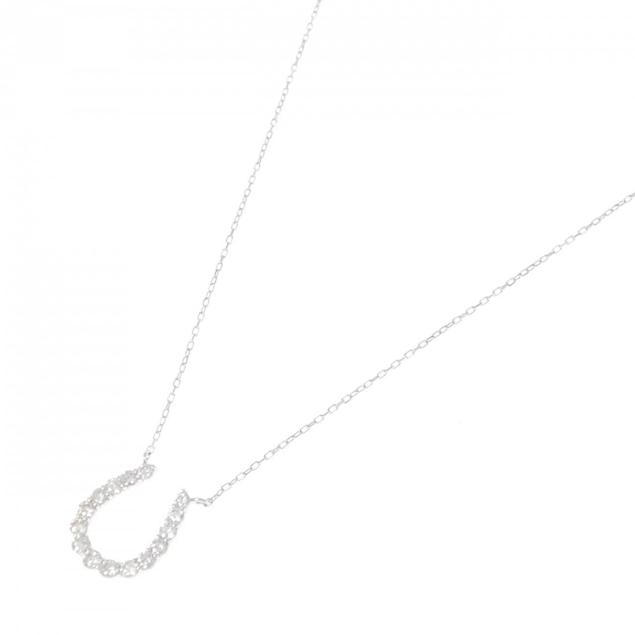K18WG ホースシュー ダイヤモンド ネックレス 0.50CT