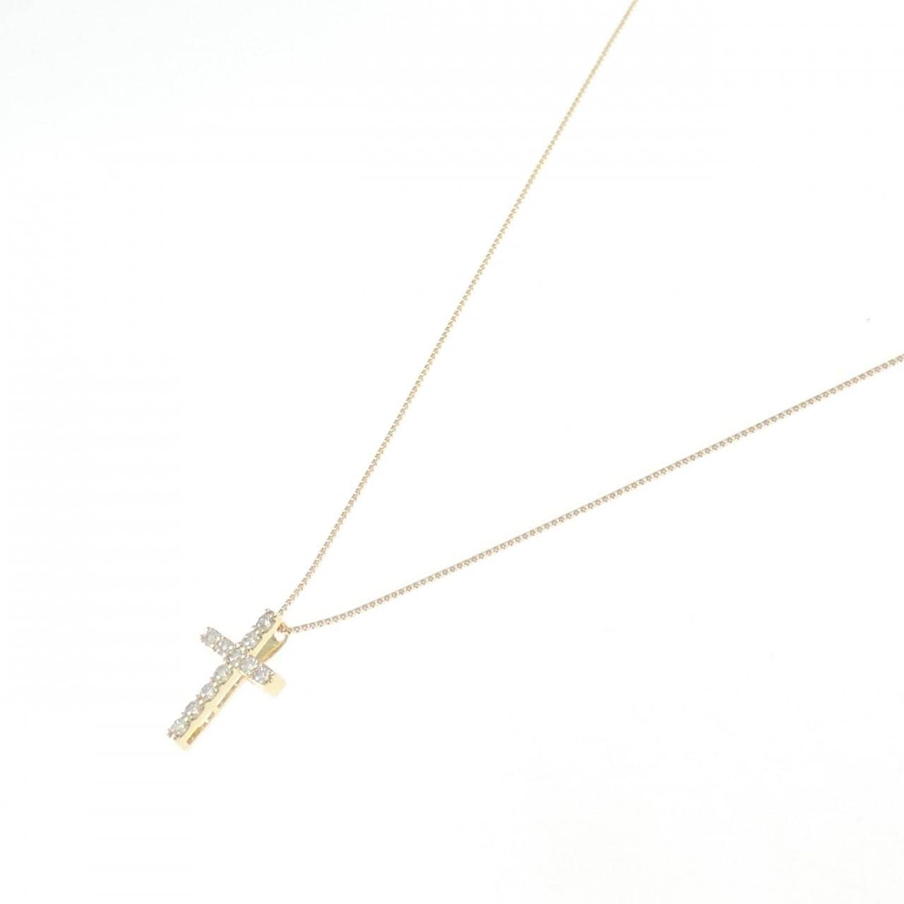 K18YG クロス ダイヤモンド ネックレス 0.16CT