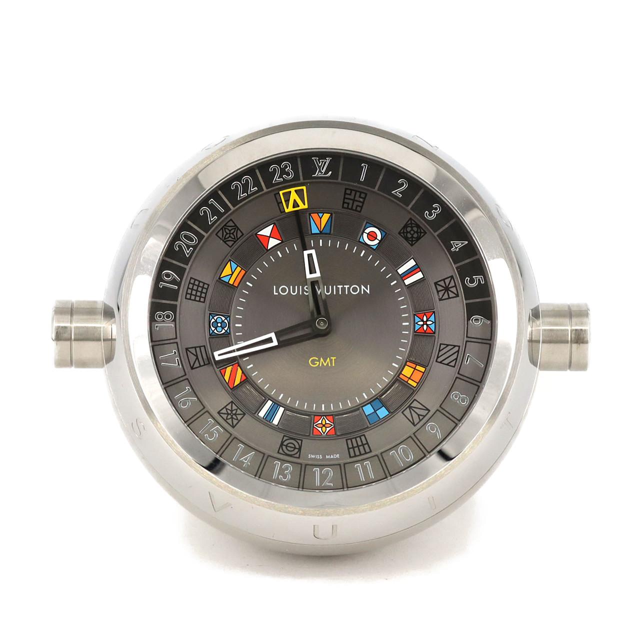 ルイヴィトン タンブールデュアルタイムテーブルクロックトランク Q1Q030 SS クォーツ