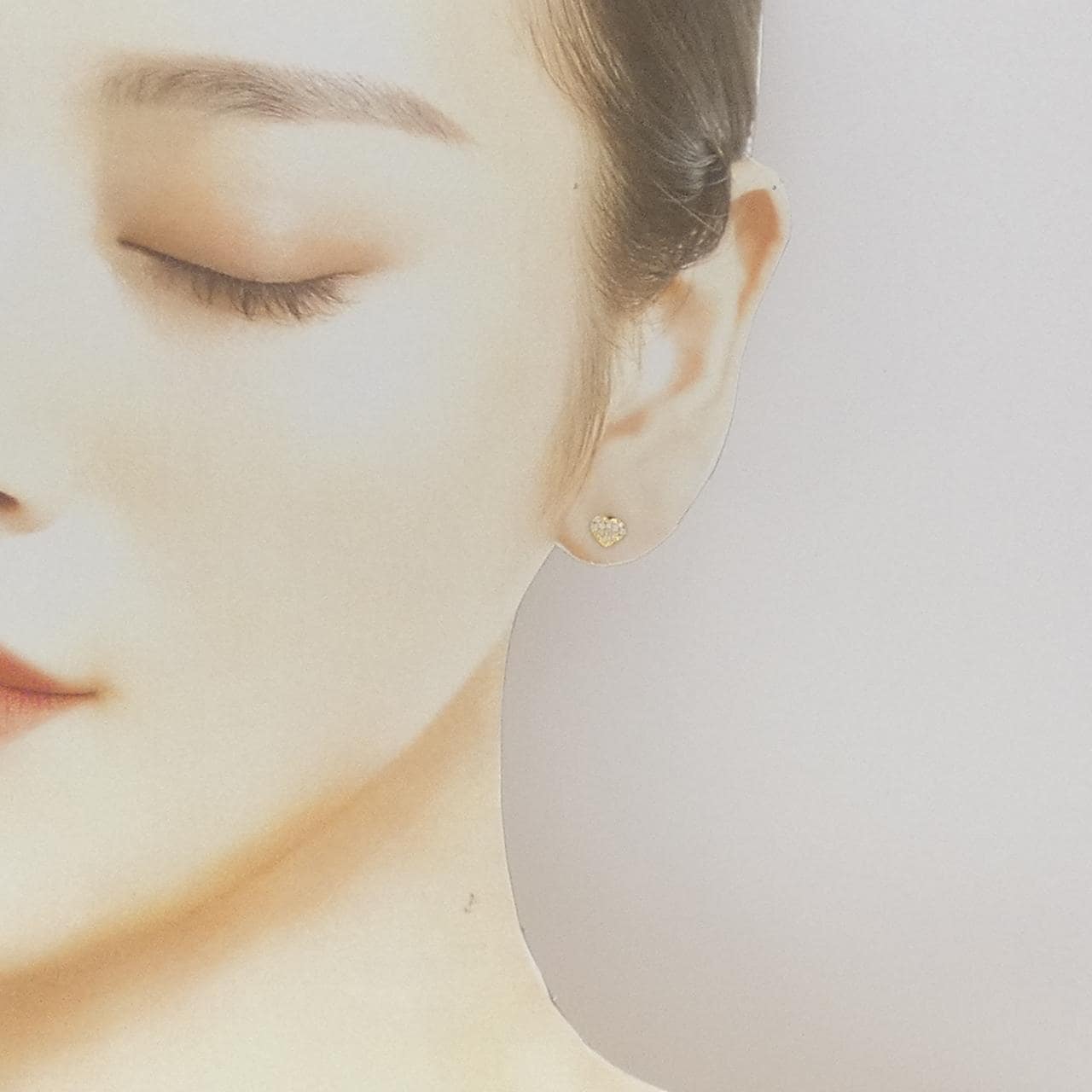 K18YG ハート ダイヤモンド ピアス 0.14CT