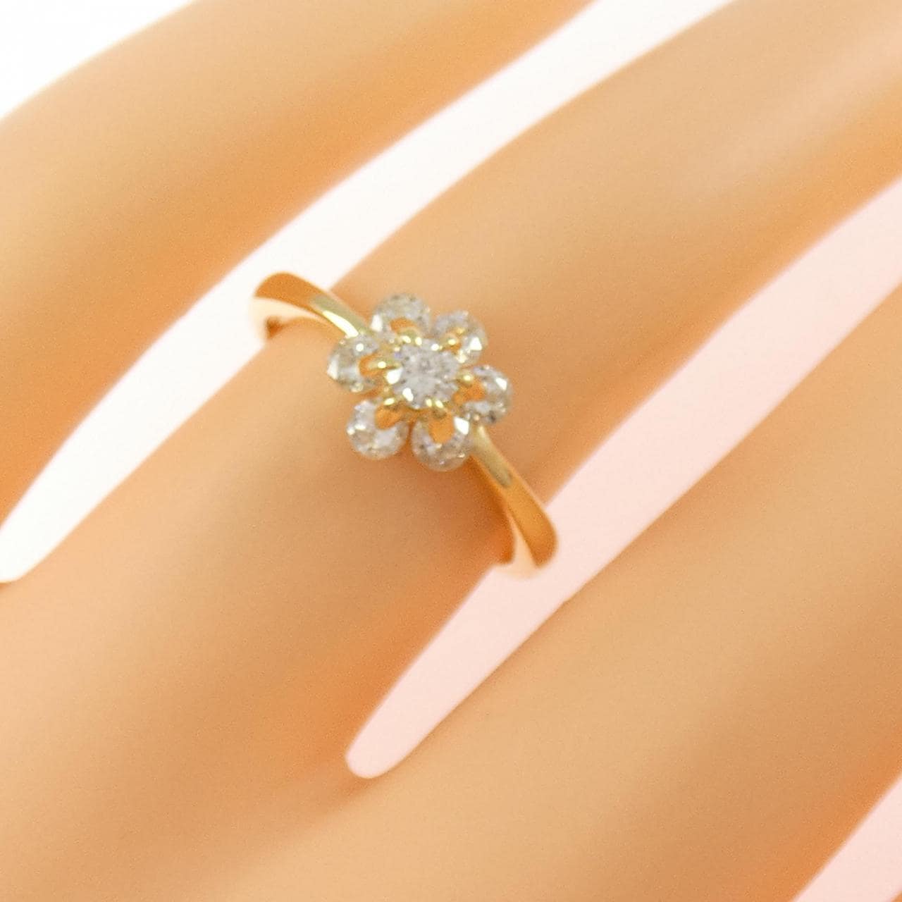K18YG フラワー ダイヤモンド リング 0.50CT