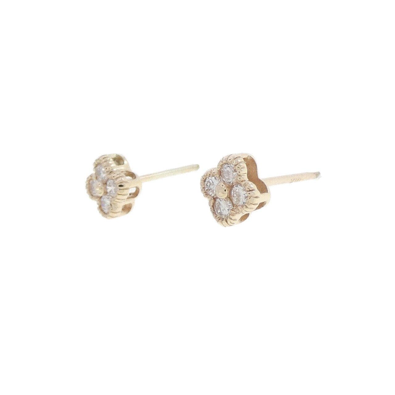 【リメイク】K10YG フラワー ダイヤモンド ピアス 0.20CT