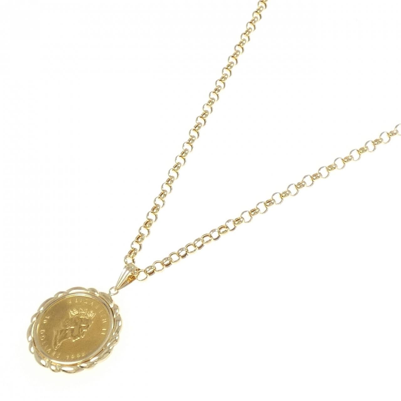 K18YG/750YG(frame) coin necklace