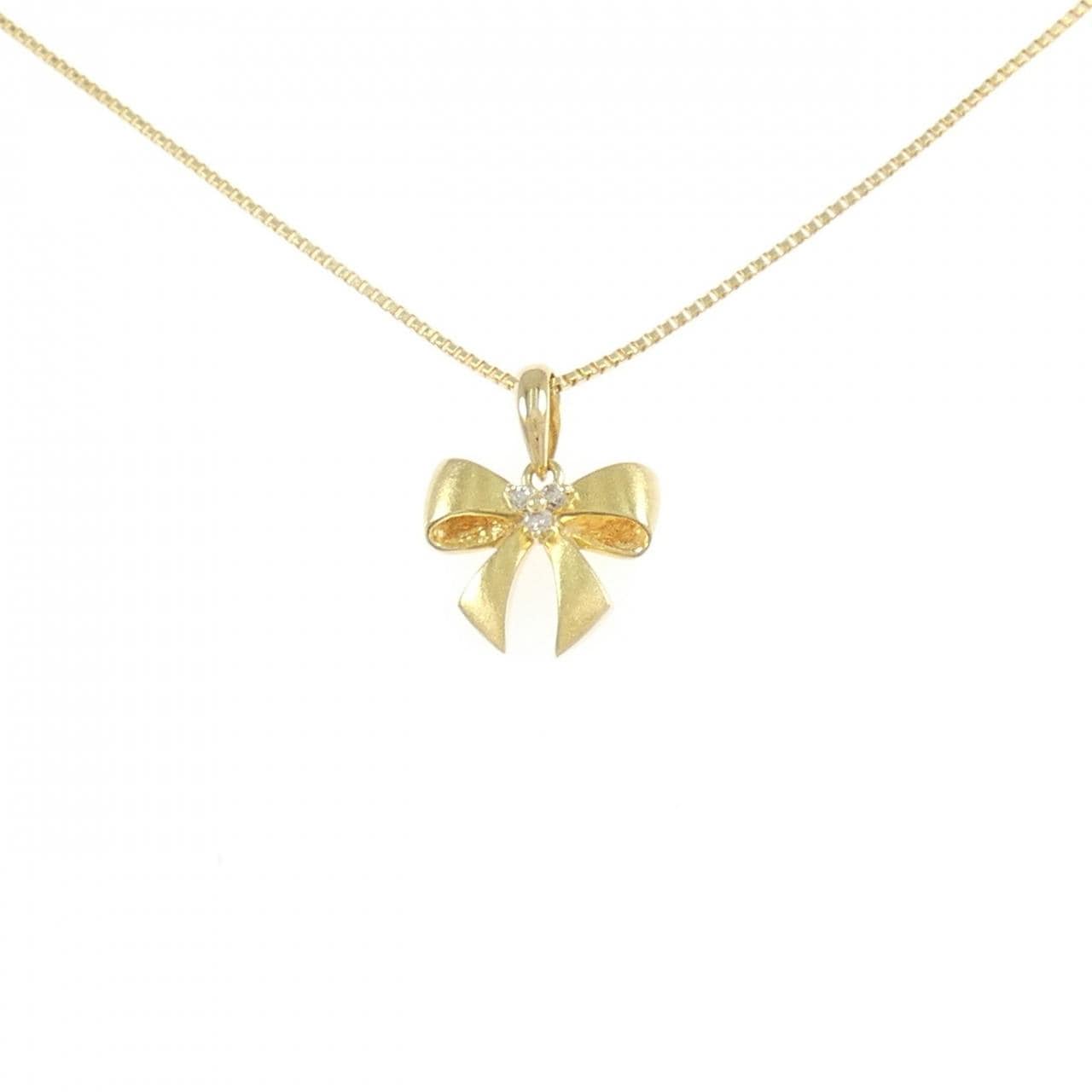 K18YG リボン ダイヤモンド ネックレス 0.041CT