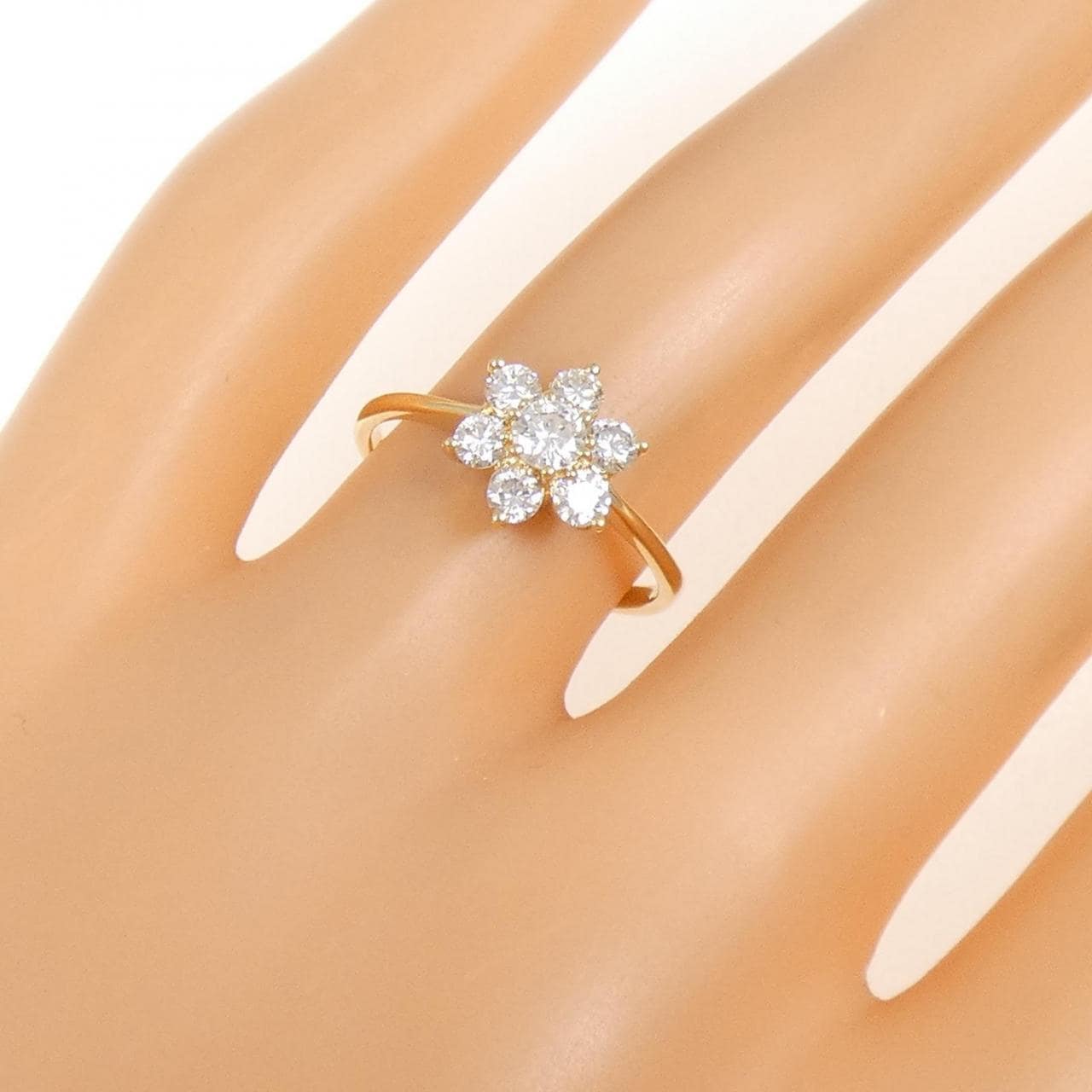 K18YG フラワー ダイヤモンド リング 0.55CT