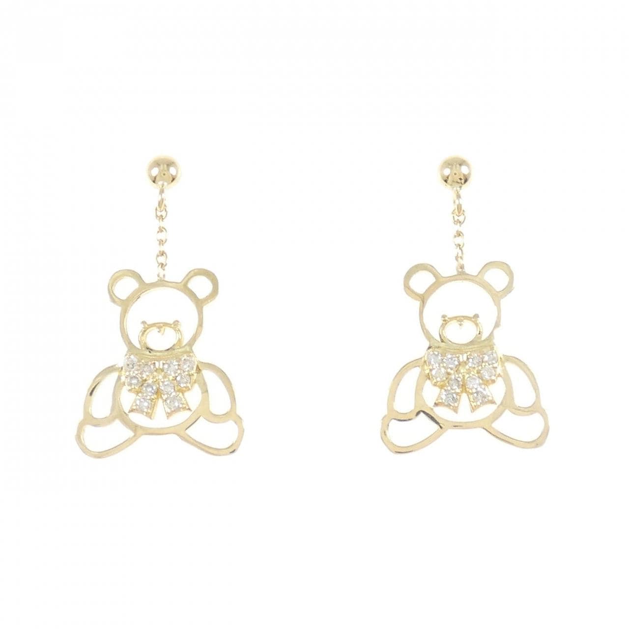 K18YG ベア ダイヤモンド ピアス 0.10CT
