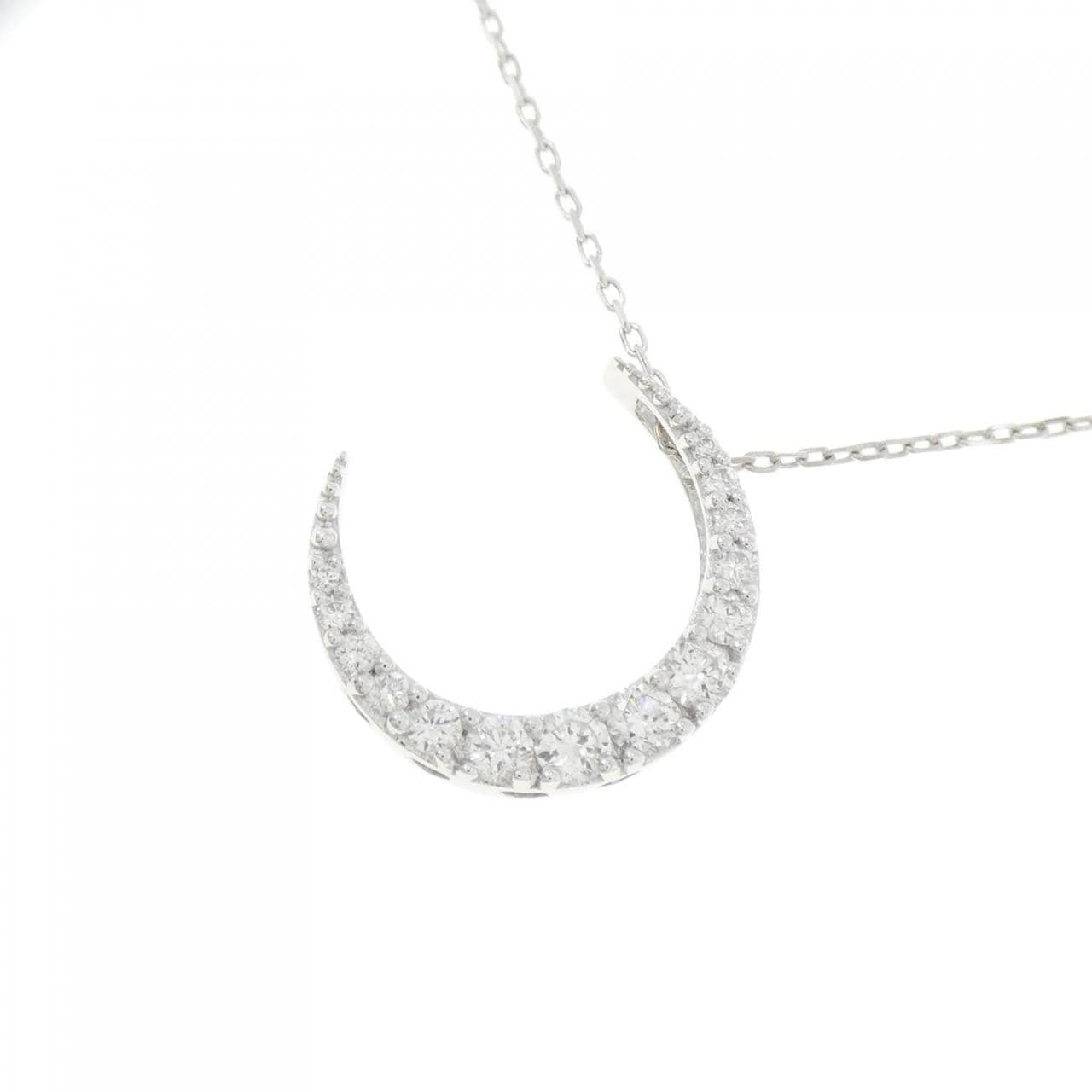 K18WG ムーン ダイヤモンド ネックレス 0.55CT