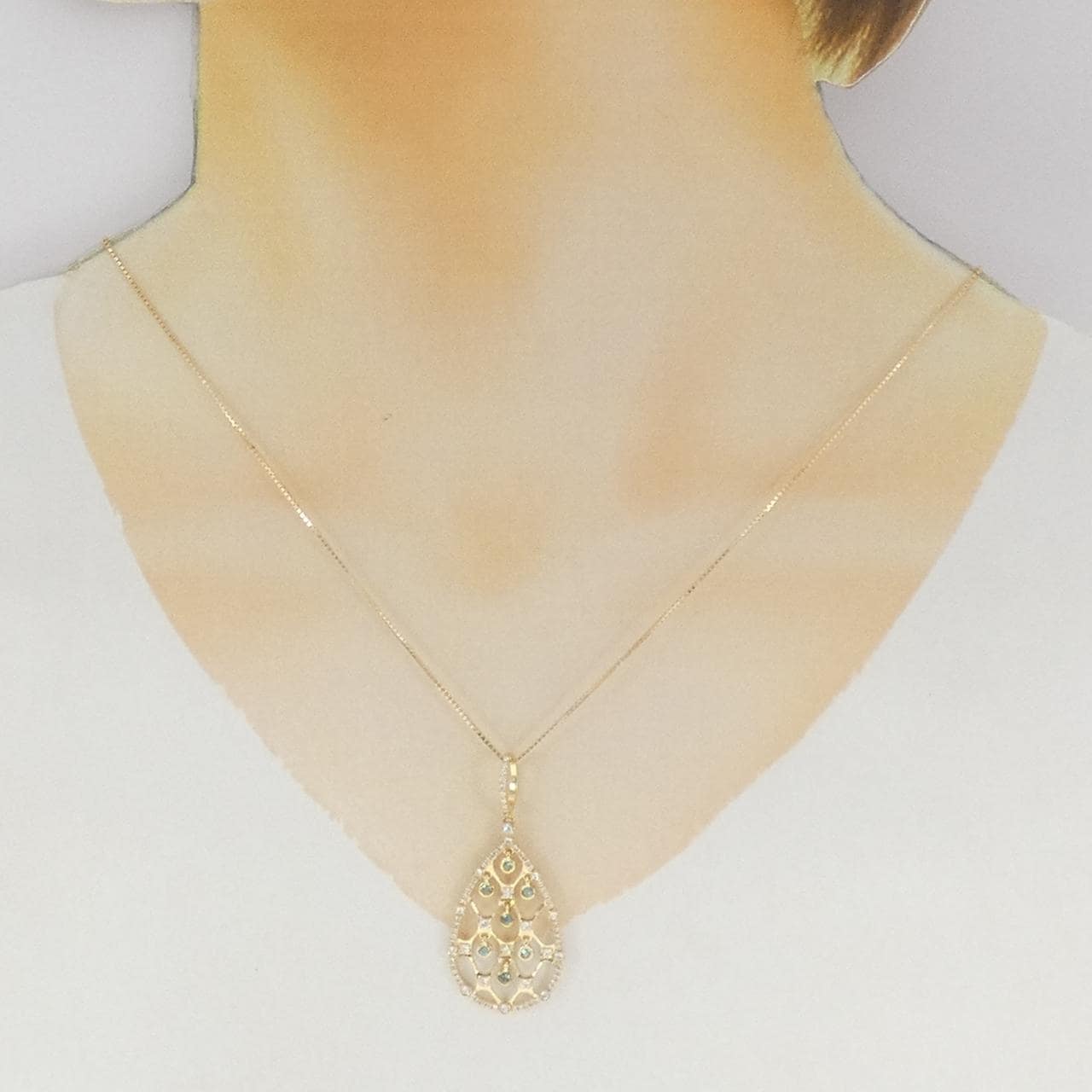 18KYG/K18YG トルマリン ネックレス 0.15CT