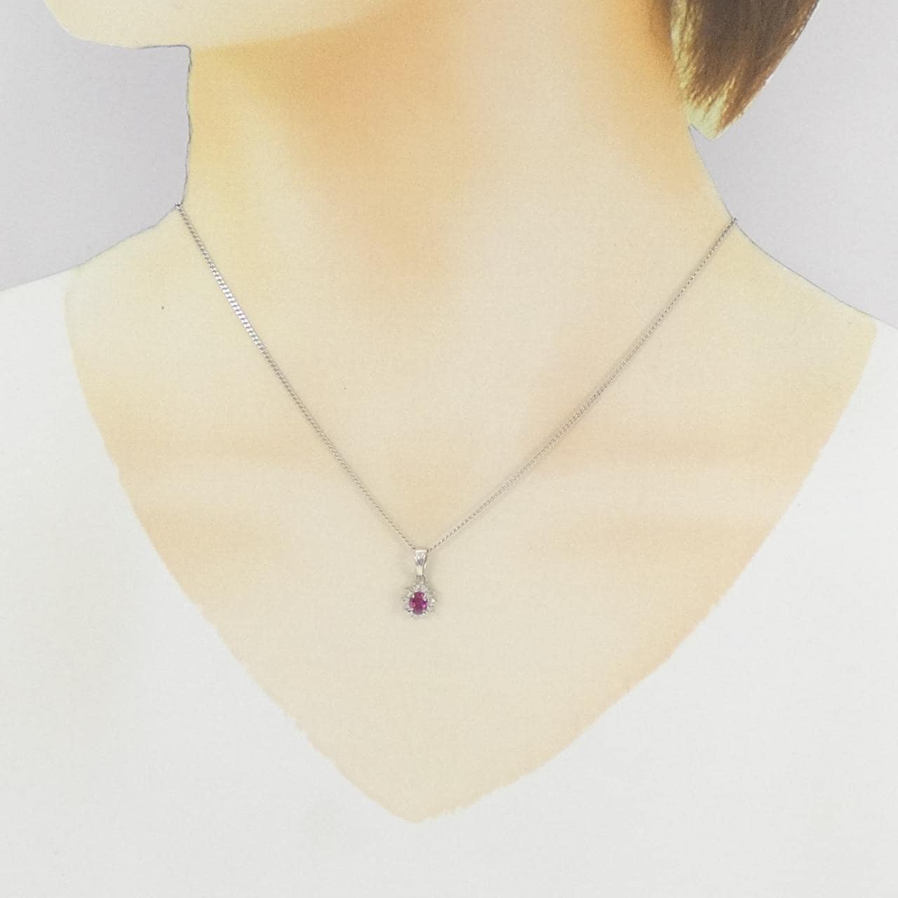 PT900/PT850 ルビー ネックレス 0.33CT