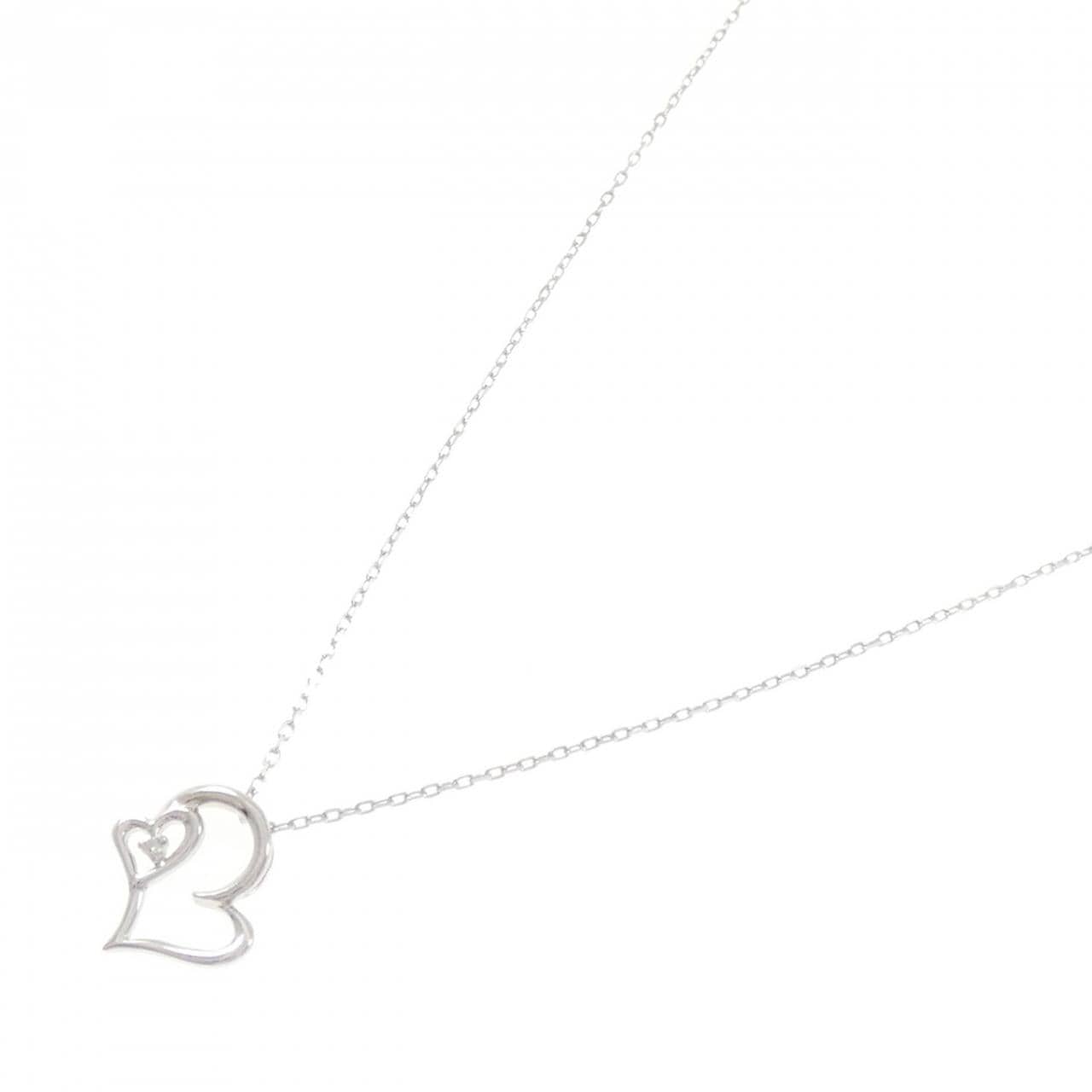 K10WG ハート ダイヤモンド ネックレス 0.01CT