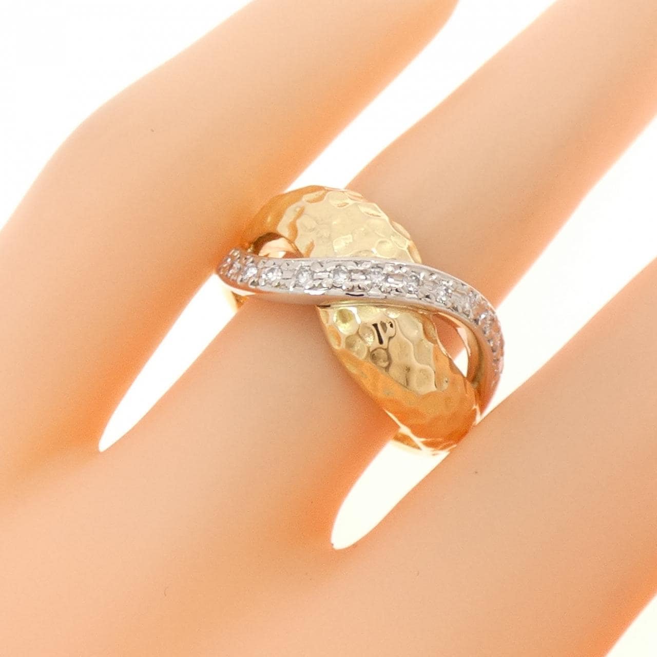 K18YG/PT900 ダイヤモンド リング 0.16CT