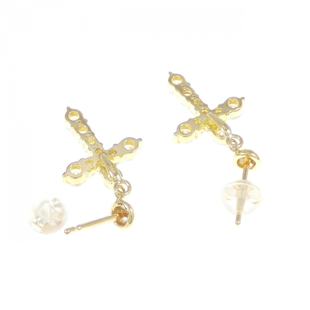 K18YG クロス ダイヤモンド ピアス 1.00CT