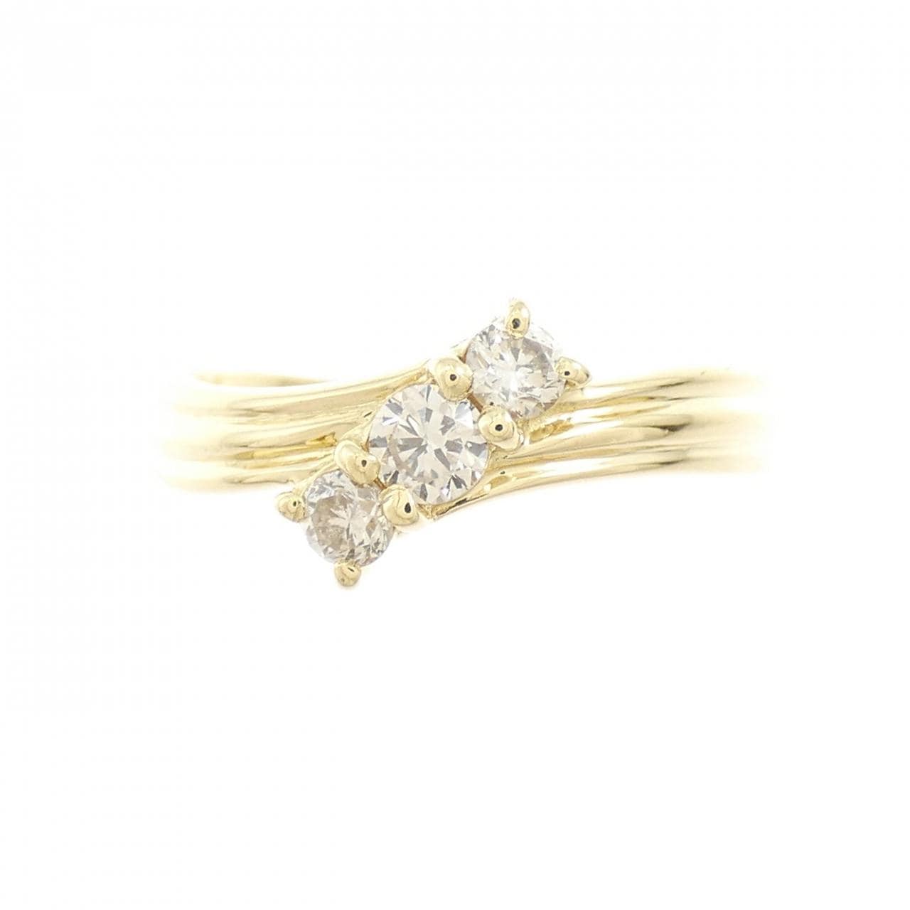 K18YG スリーストーン ダイヤモンド リング 0.25CT