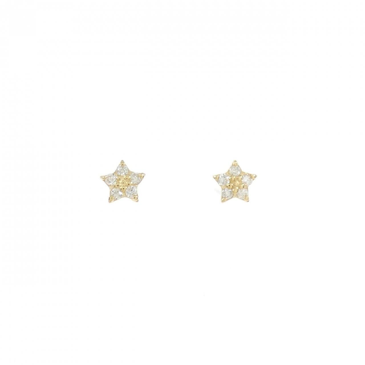 [新品] K18YG 星形钻石耳环 0.04CT