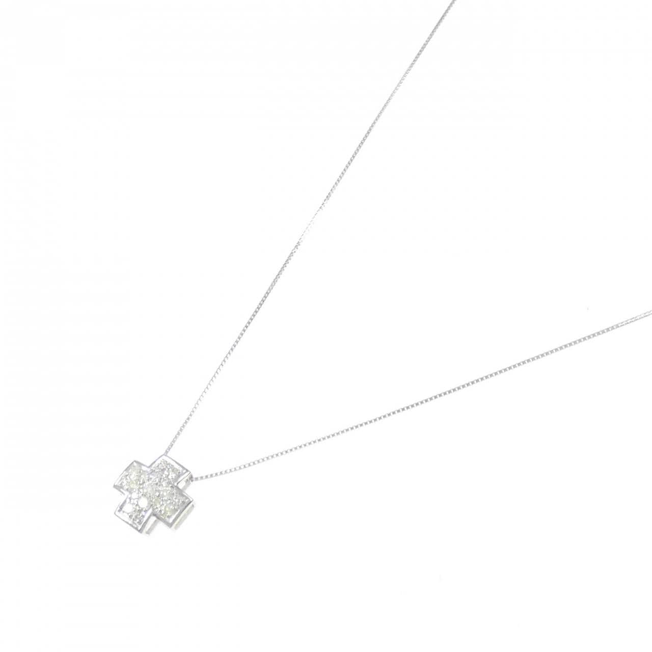 K18WG クロス ダイヤモンド ネックレス 0.30CT
