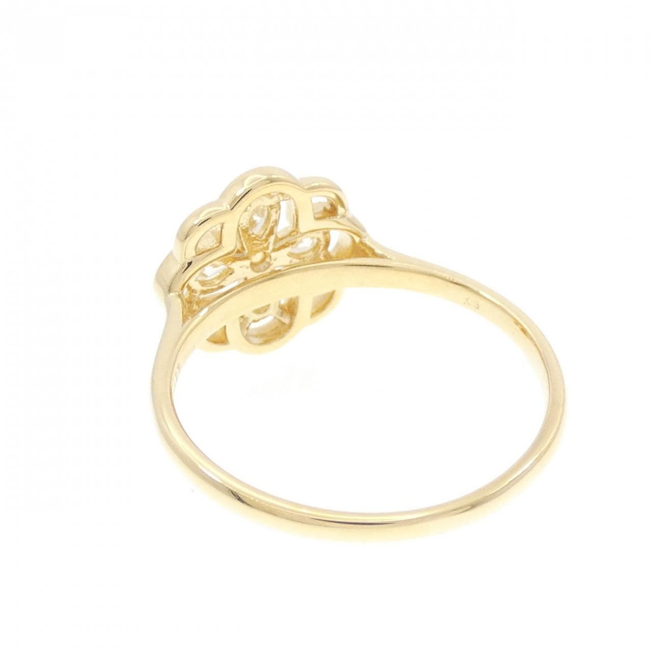 【新品】K18YG フラワー ダイヤモンド リング 0.23CT