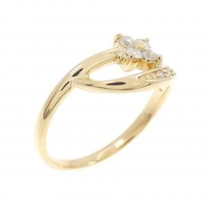 K18YG フラワー ダイヤモンド リング 0.15CT