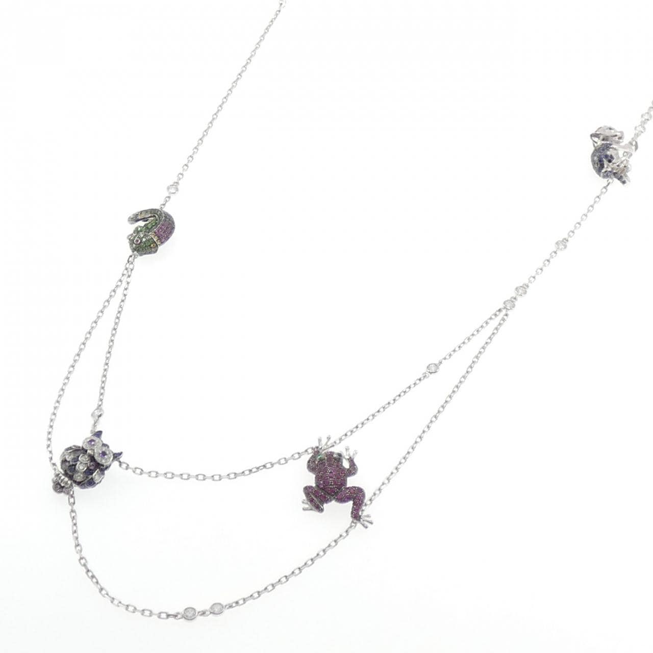 ブシュロン アニマル カラーストーン ネックレス