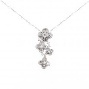 K18WG フラワー ダイヤモンド ネックレス 0.21CT