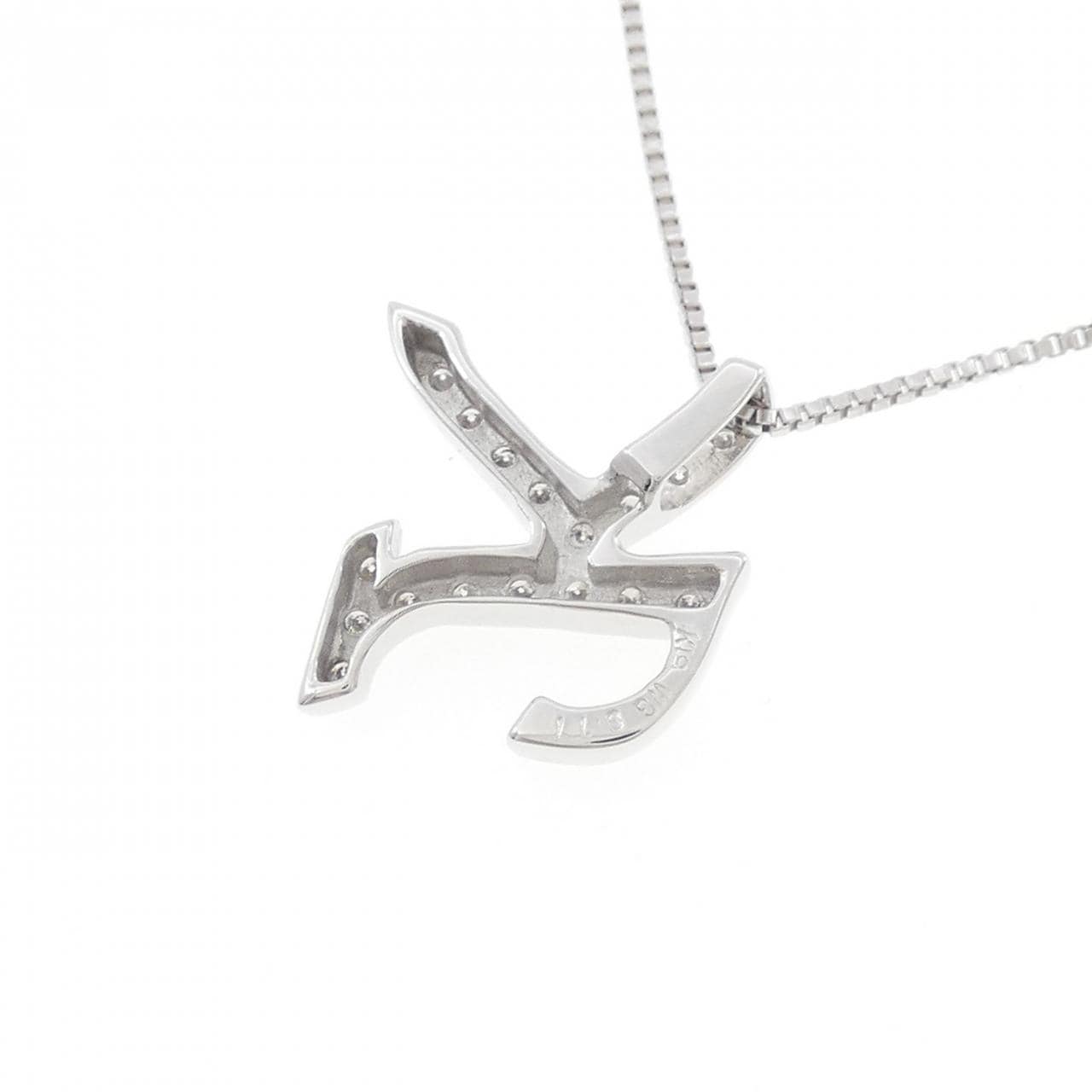 K18WG イニシャルK ダイヤモンド ネックレス 0.17CT