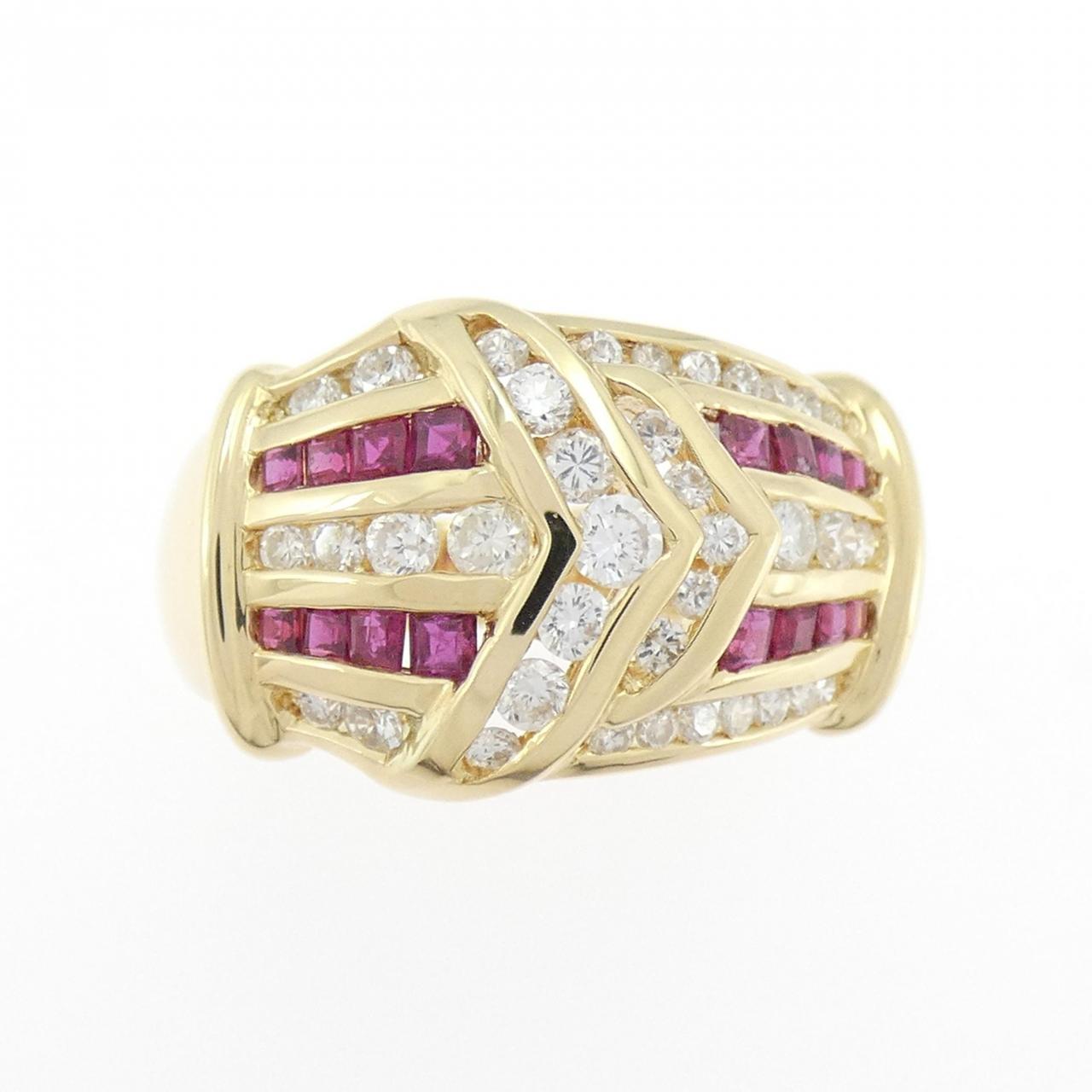 K18YG ルビー リング 0.55CT