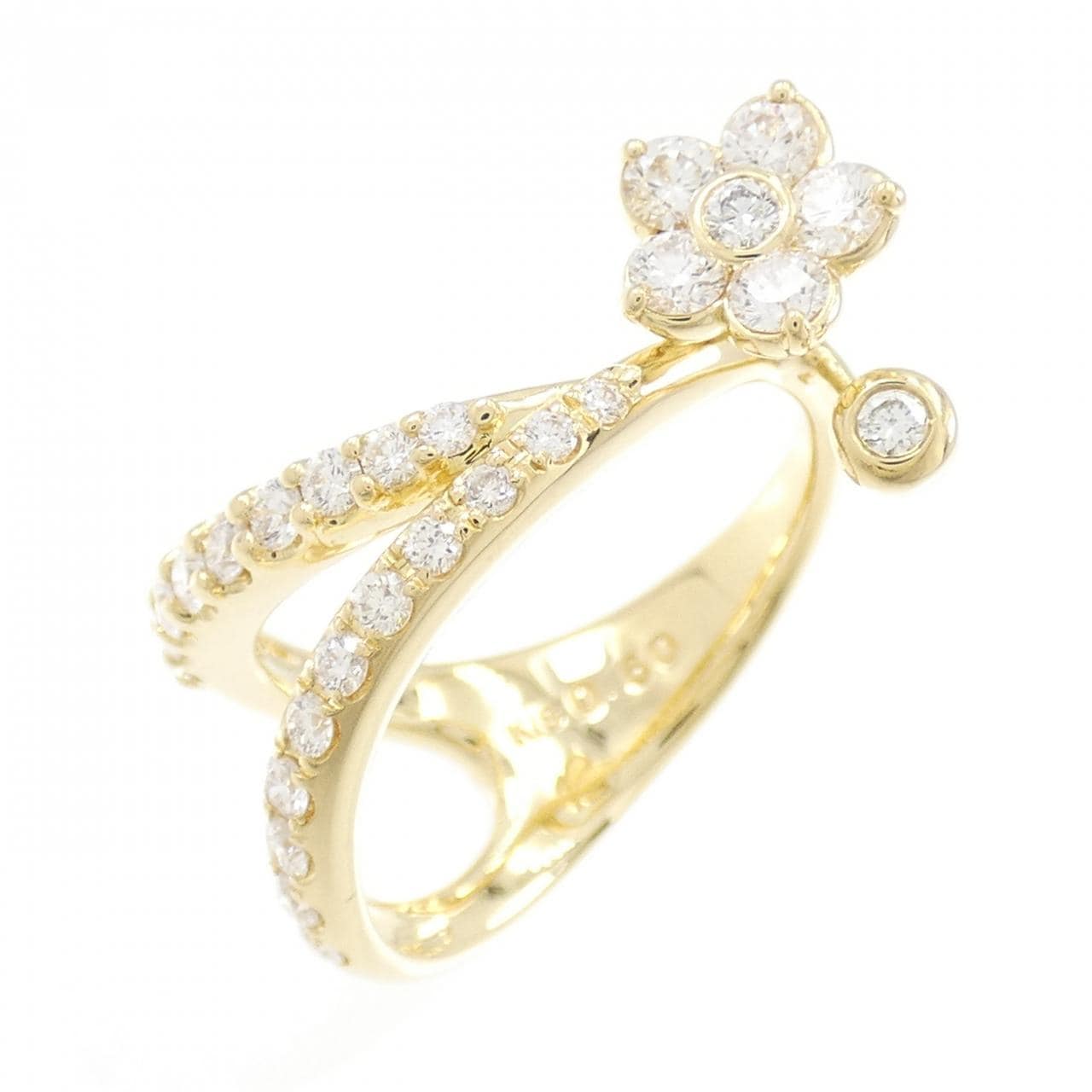 K18YG フラワー ダイヤモンド リング 0.60CT