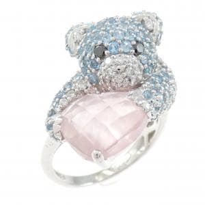 K18WG ベア カラーストーン リング