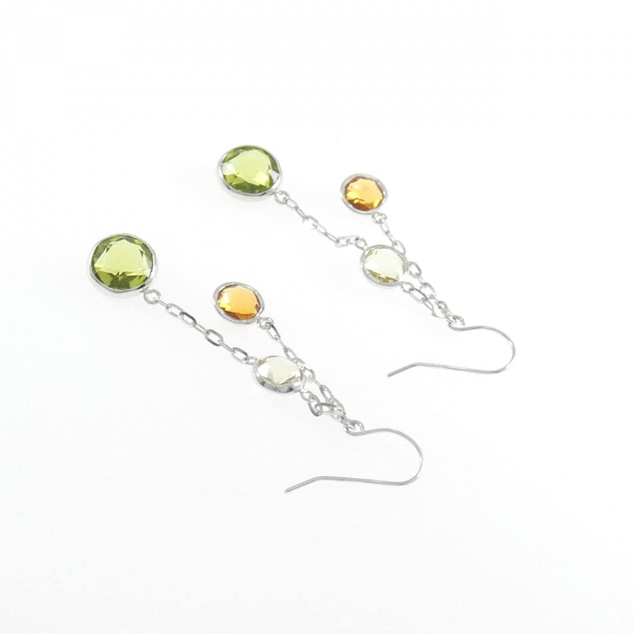 K18WG カラーストーン ピアス