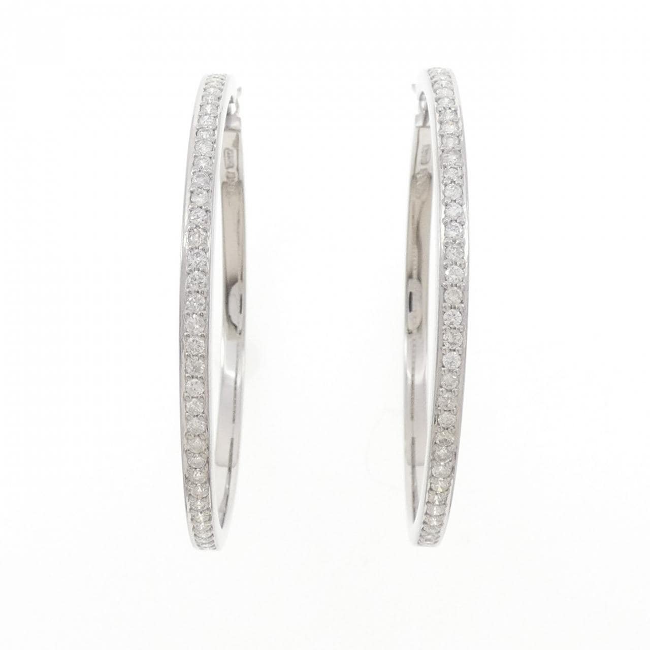 K18WG フープ ダイヤモンド ピアス 1.00CT