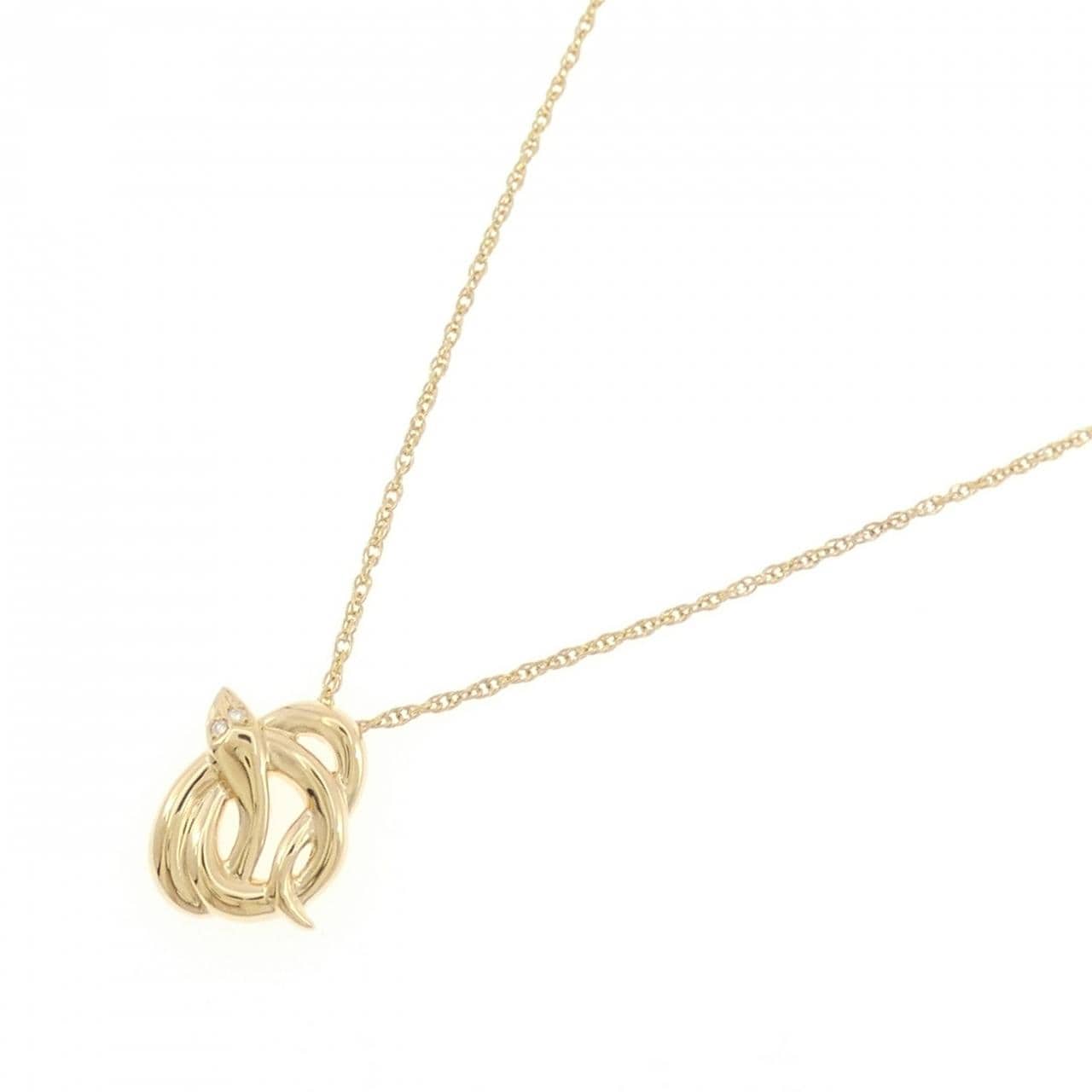 K18YG スネーク ダイヤモンド ネックレス 0.02CT