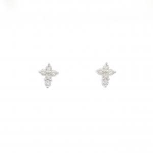 K18WG クロス ダイヤモンド ピアス 0.12CT