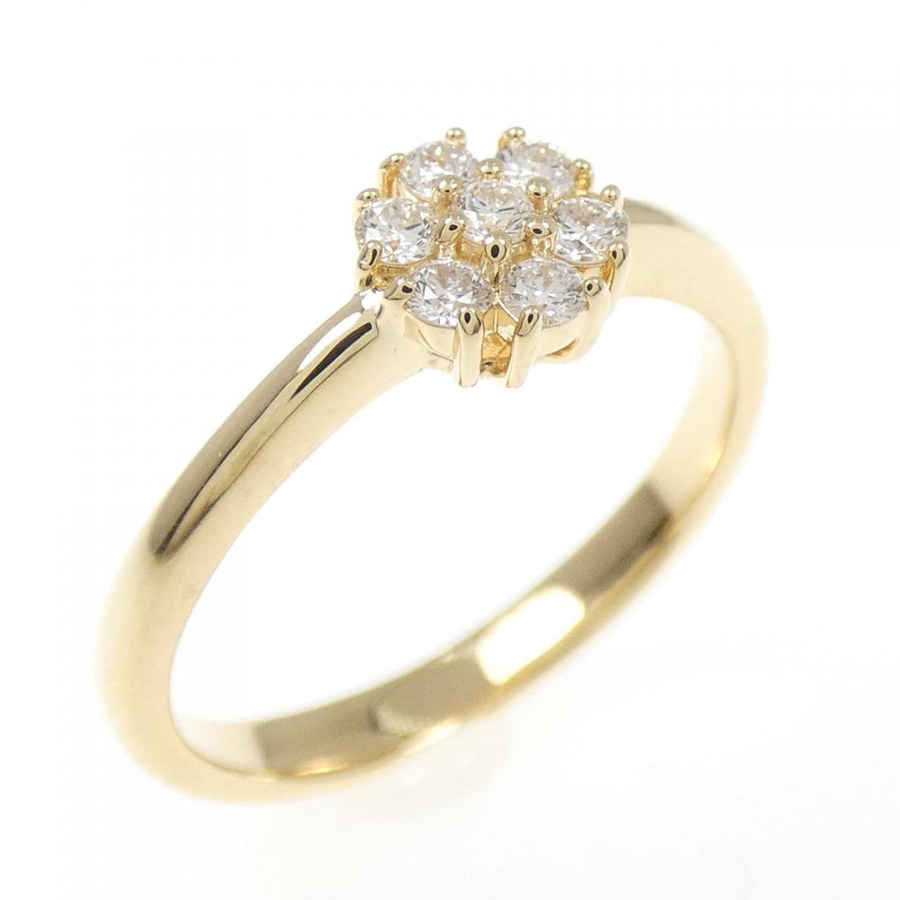 [Remake] K18YG Flower Diamond Ring 0.15CT