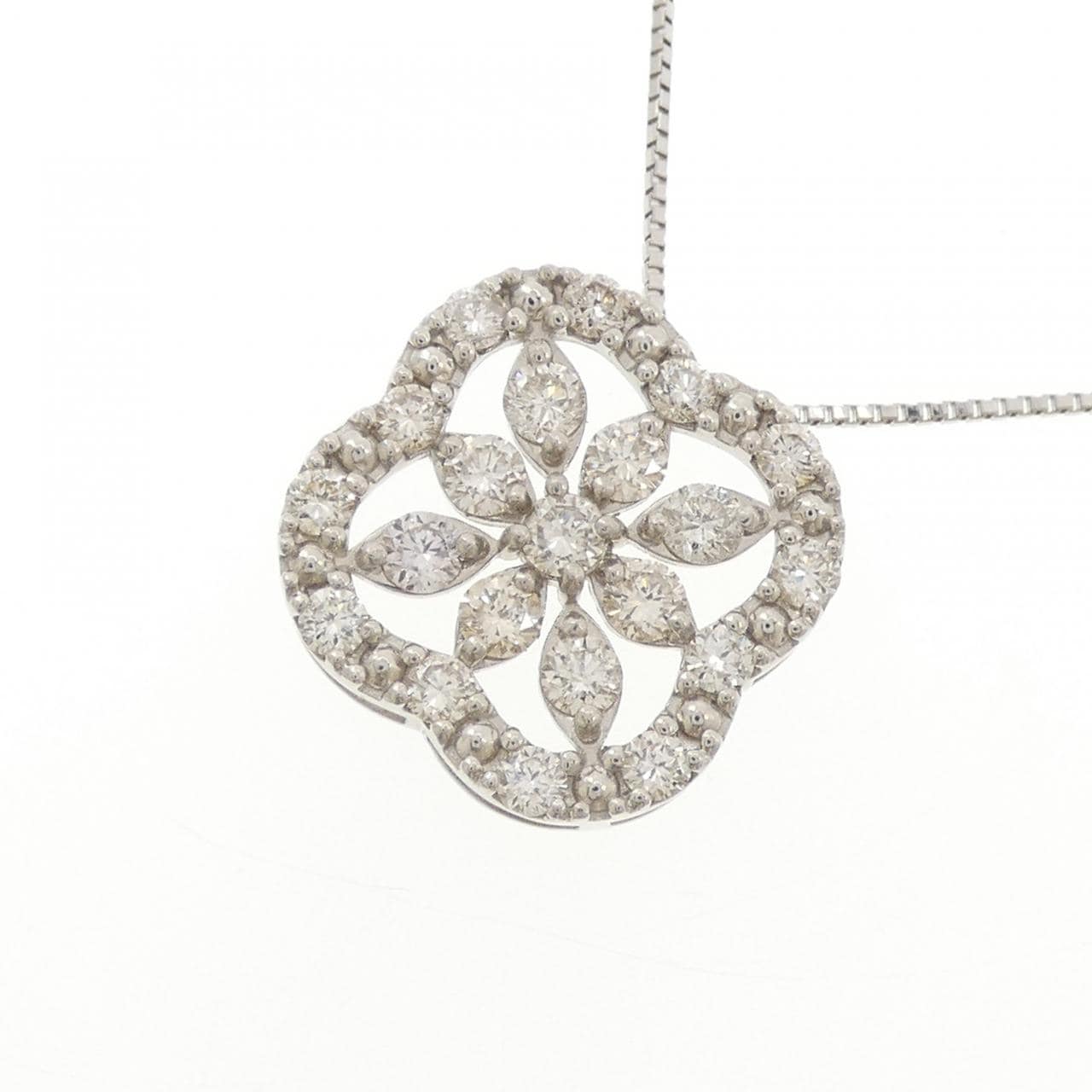 PT900/PT850 フラワー ダイヤモンド ネックレス 1.00CT