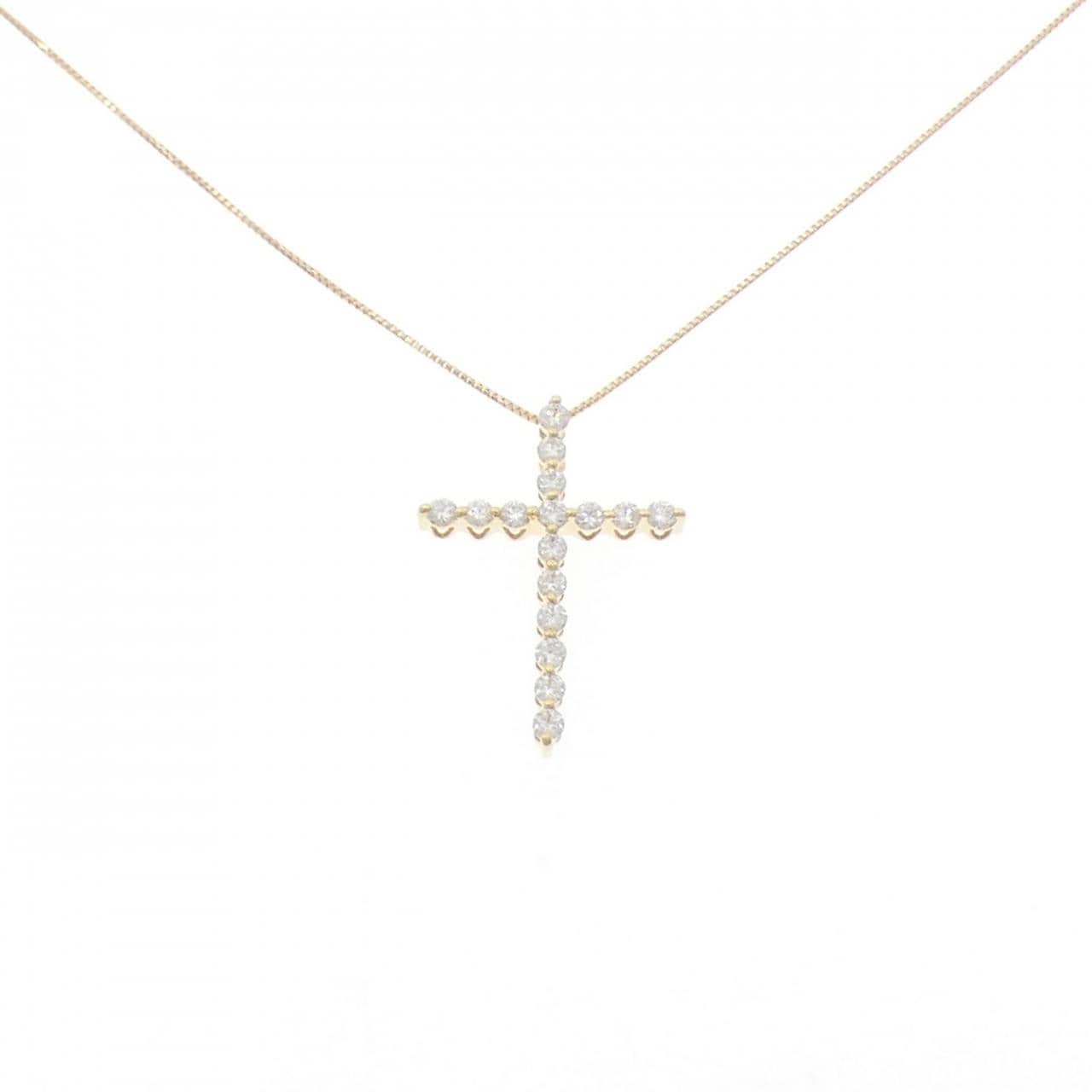K18YG クロス ダイヤモンド ネックレス 0.50CT